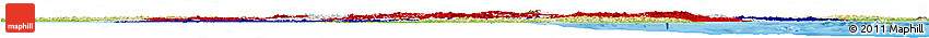 Flag Horizon Map of North Korea, physical outside, flag centered