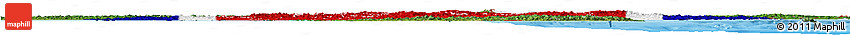 Flag Horizon Map of North Korea, satellite outside, bathymetry sea, flag aligned to the middle