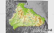 Physical 3D Map of Kangwon, darken, desaturated