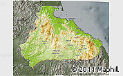 Physical 3D Map of Kangwon, darken, semi-desaturated