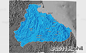 Political 3D Map of Kangwon, darken, desaturated