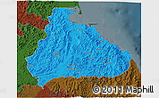 Political 3D Map of Kangwon, darken