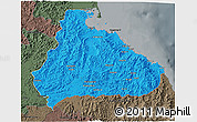 Political 3D Map of Kangwon, darken, semi-desaturated