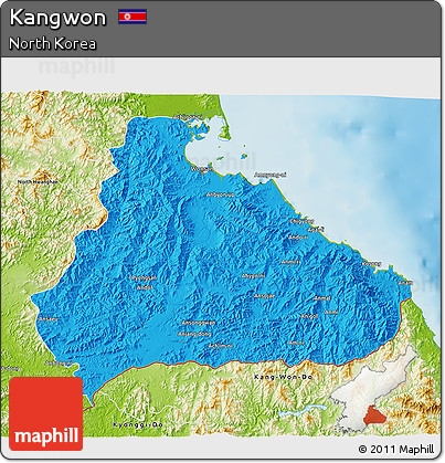 Political 3D Map of Kangwon, physical outside