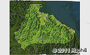 Satellite 3D Map of Kangwon, darken