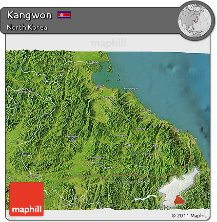 Satellite 3D Map of Kangwon