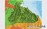 Satellite 3D Map of Kangwon, political outside