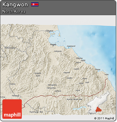 Shaded Relief 3D Map of Kangwon