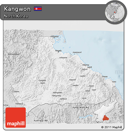 Silver Style 3D Map of Kangwon
