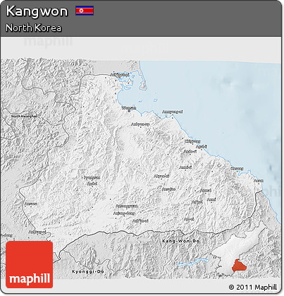 Silver Style 3D Map of Kangwon