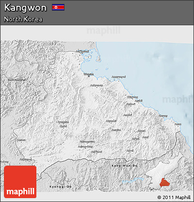 Silver Style 3D Map of Kangwon