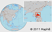 Gray Location Map of Kangwon, within the entire country