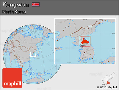 Gray Location Map of Kangwon