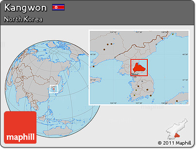 Gray Location Map of Kangwon