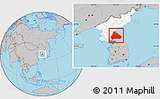 Gray Location Map of Kangwon, highlighted country