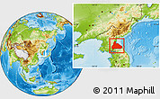 Physical Location Map of Kangwon, within the entire country