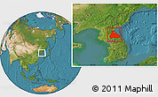 Satellite Location Map of Kangwon