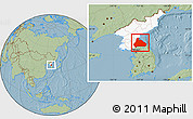 Savanna Style Location Map of Kangwon, highlighted country, hill shading