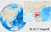 Shaded Relief Location Map of Kangwon, within the entire country
