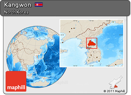 Shaded Relief Location Map of Kangwon