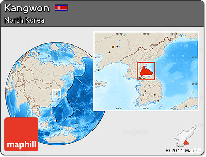 Shaded Relief Location Map of Kangwon