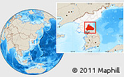 Shaded Relief Location Map of Kangwon, highlighted country