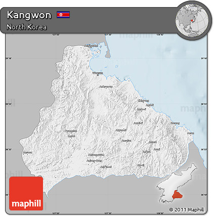 Gray Map of Kangwon, single color outside
