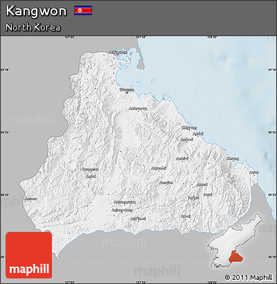 Gray Map of Kangwon, single color outside