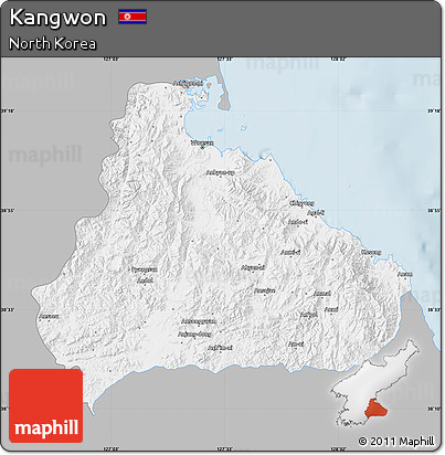 Gray Map of Kangwon, single color outside