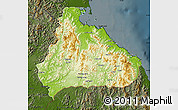 Physical Map of Kangwon, darken