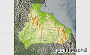 Physical Map of Kangwon, darken, semi-desaturated