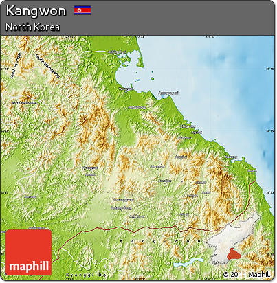 Physical Map of Kangwon
