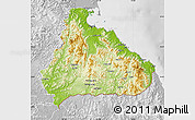 Physical Map of Kangwon, lighten, desaturated
