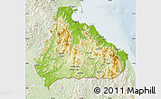 Physical Map of Kangwon, lighten