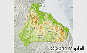 Physical Map of Kangwon, lighten, semi-desaturated