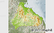 Physical Map of Kangwon, semi-desaturated