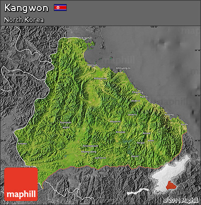 Satellite Map of Kangwon, desaturated