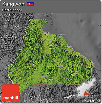 Satellite Map of Kangwon, desaturated