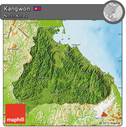 Satellite Map of Kangwon, physical outside