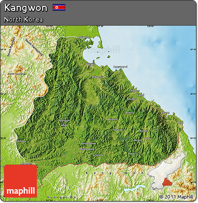 Satellite Map of Kangwon, physical outside