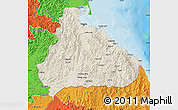 Shaded Relief Map of Kangwon, political outside