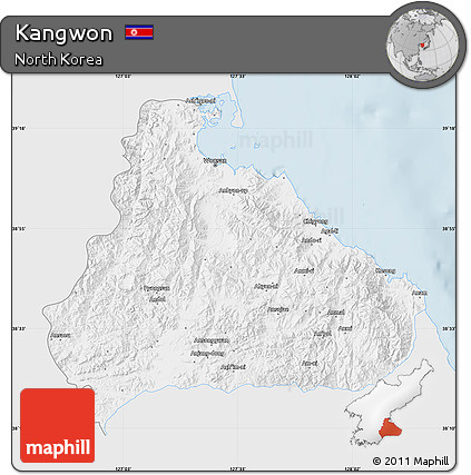 Silver Style Map of Kangwon, single color outside