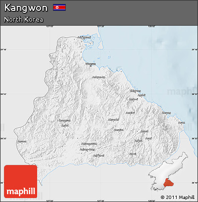 Silver Style Map of Kangwon, single color outside