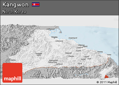 Gray Panoramic Map of Kangwon