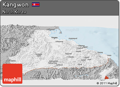 Gray Panoramic Map of Kangwon