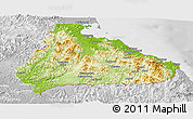 Physical Panoramic Map of Kangwon, lighten, desaturated