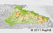 Physical Panoramic Map of Kangwon, lighten, desaturated