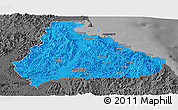Political Panoramic Map of Kangwon, darken, desaturated