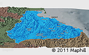 Political Panoramic Map of Kangwon, darken, semi-desaturated
