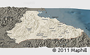 Shaded Relief Panoramic Map of Kangwon, darken